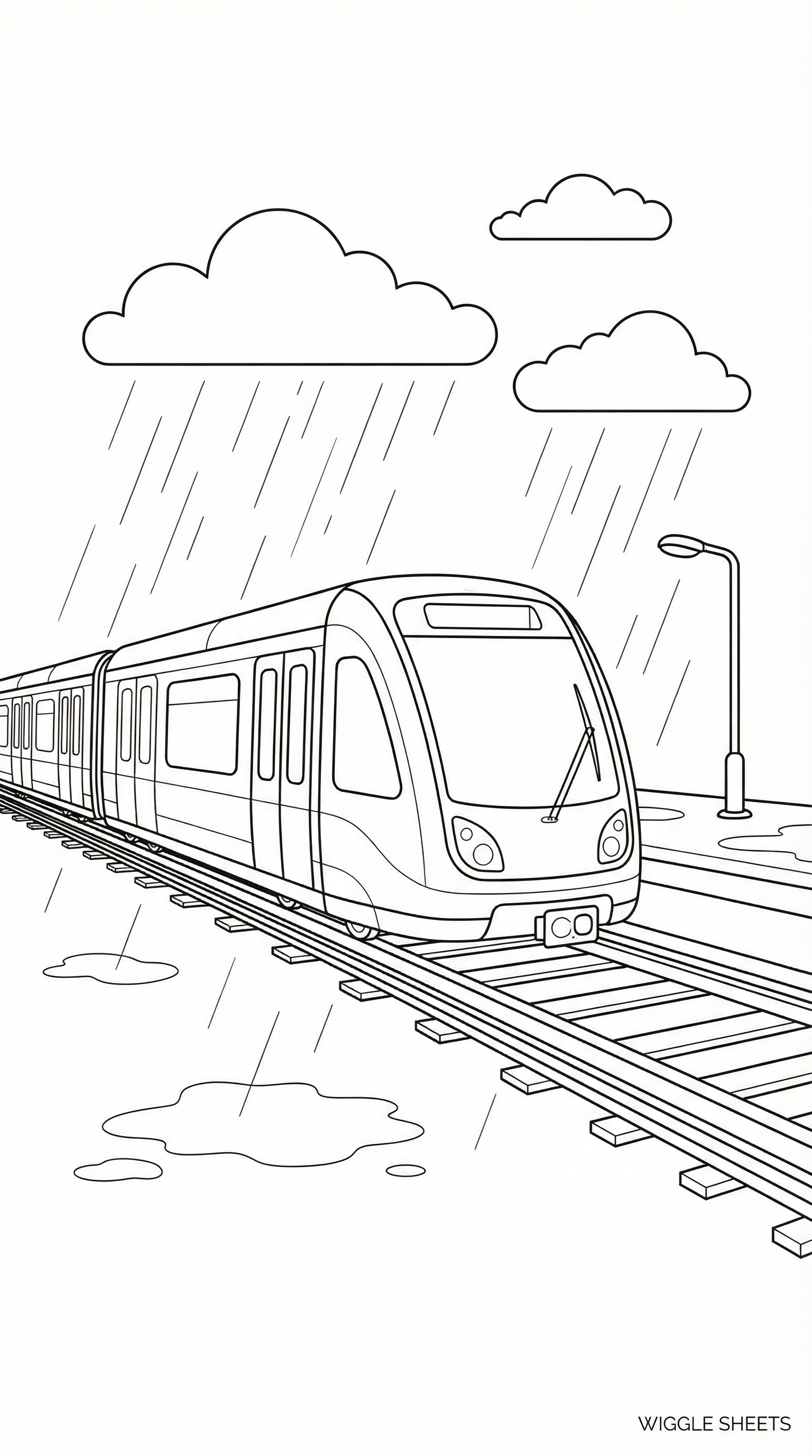 Metro in Rain Coloring Page